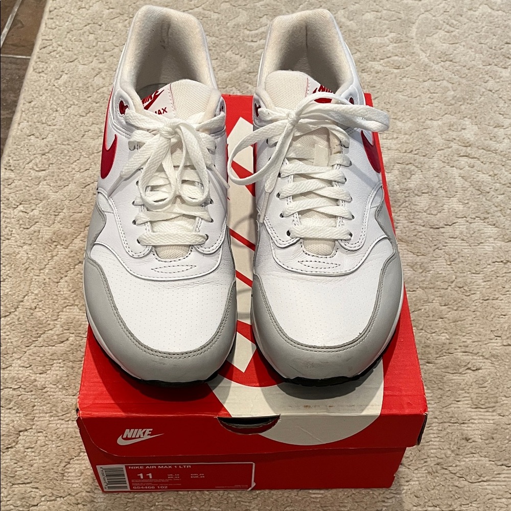 Nike Air Max Men's White and Red Sneakers